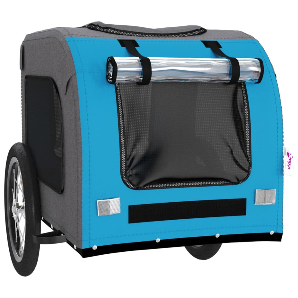 Vidaxl (Blue, 125 X 64 X 66 Cm) Dog Bike Trailer Bicycle Trailer Bike Carriage Oxford Fabric And Iron