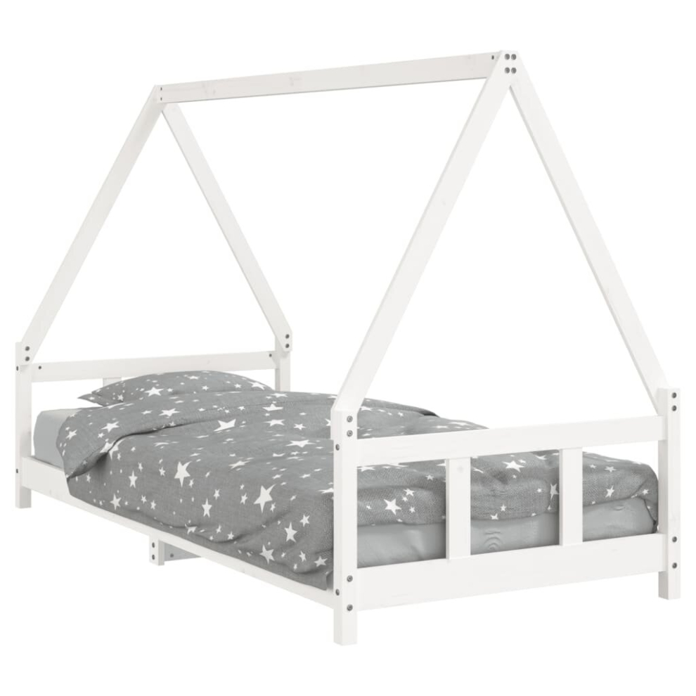 Vidaxl (White, 90 X 200 Cm) Kids Bed Frame Bedstead Wooden Bed Base Black 80X200 Cm Solid Wood Pine