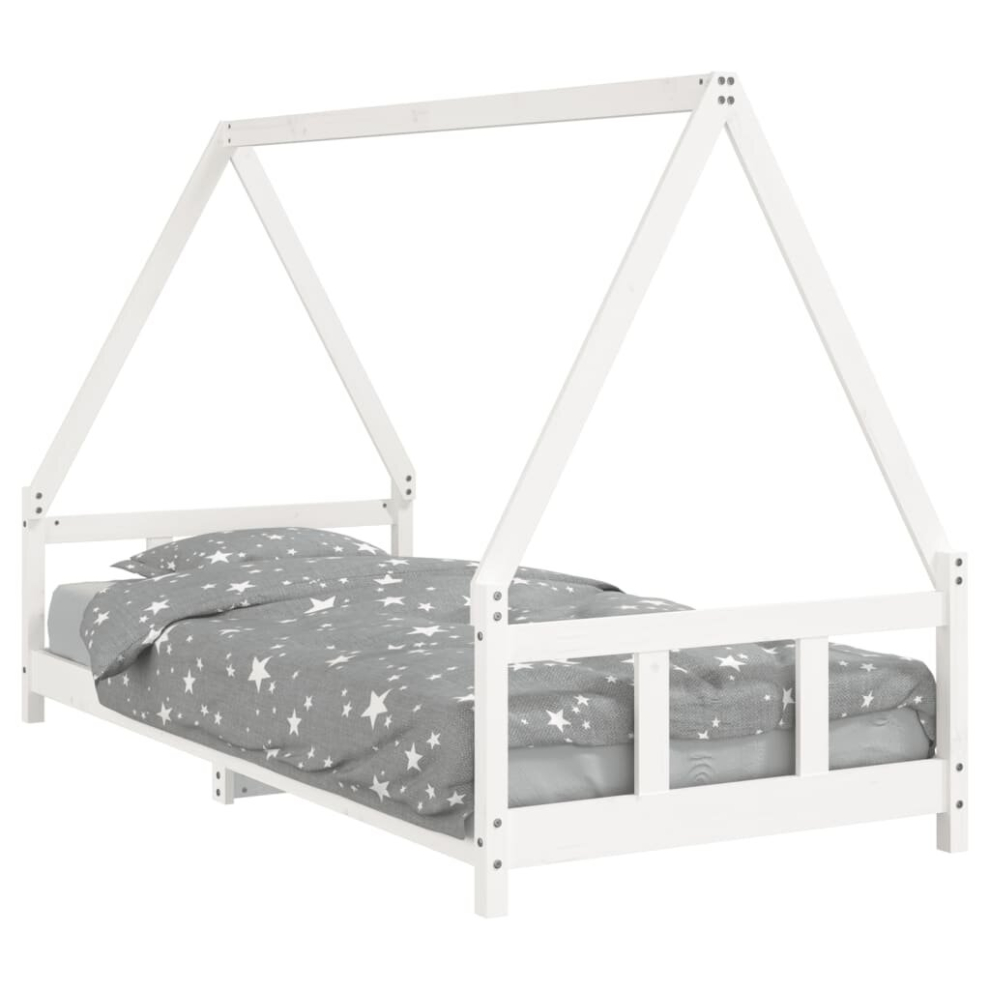 (white, 90 x 200 cm) vidaXL Kids Bed Frame Bedstead Wooden Bed Base Black 80x200 cm Solid Wood Pine