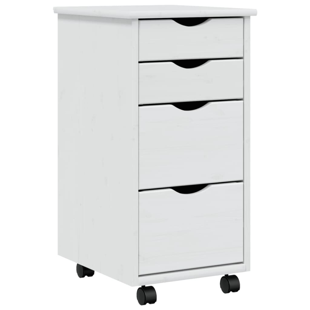 (white) vidaXL Rolling Cabinet Office Cabinet with Drawers Grey Solid Wood Pine MOSS