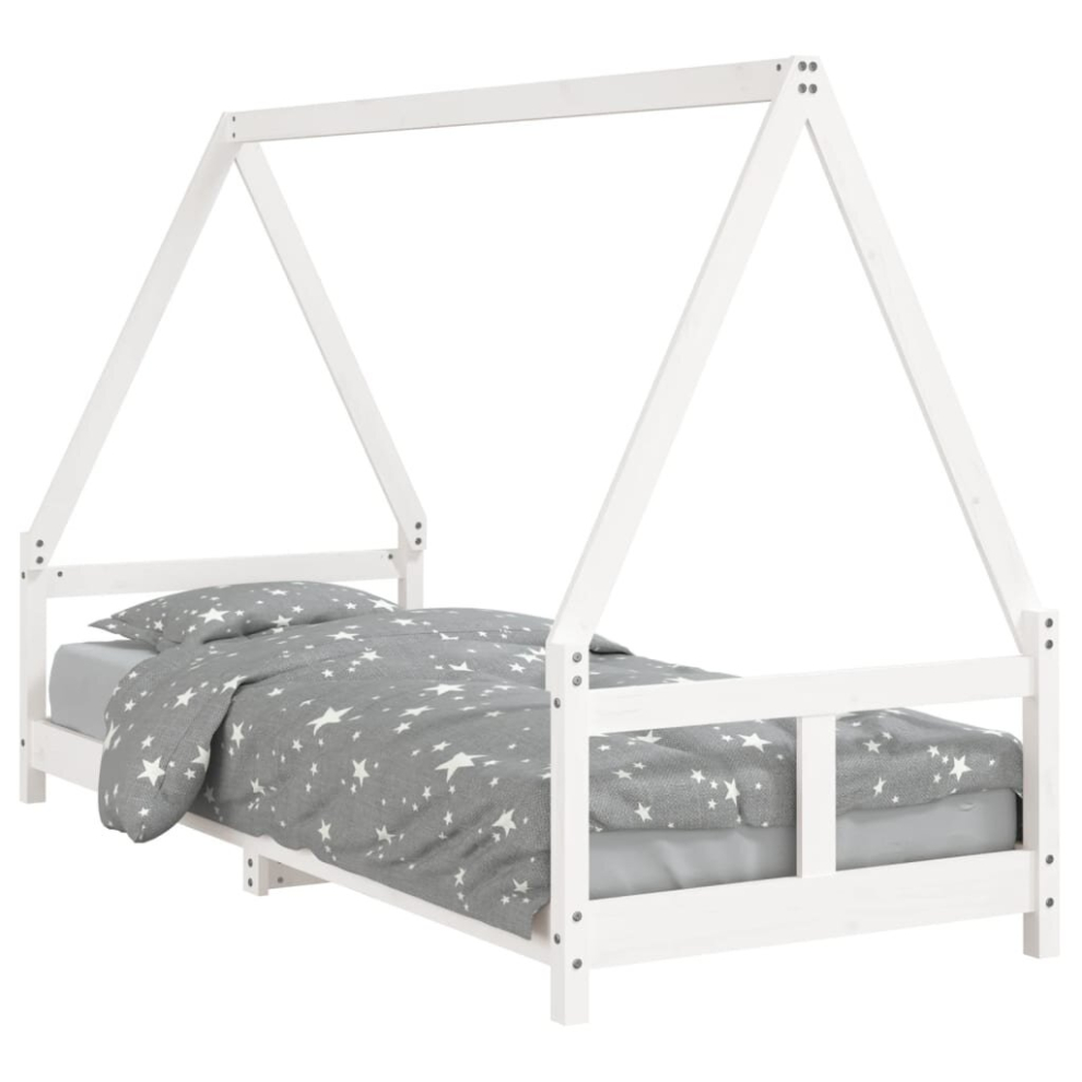 (white, 80 x 200 cm) vidaXL Kids Bed Frame Bedstead Wooden Bed Base Black 80x200 cm Solid Wood Pine