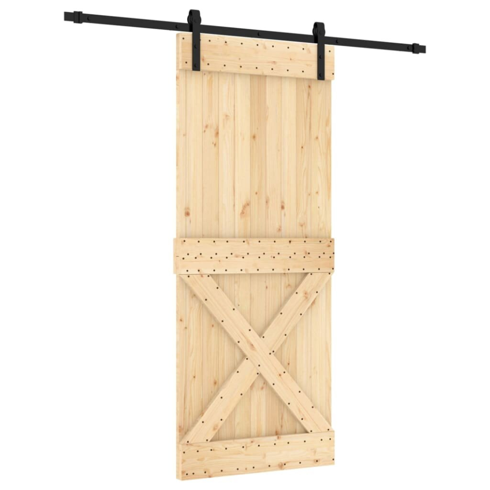 vidaXL Sliding Door Barn Door with Hardware Set Interior Door Solid Wood Pine