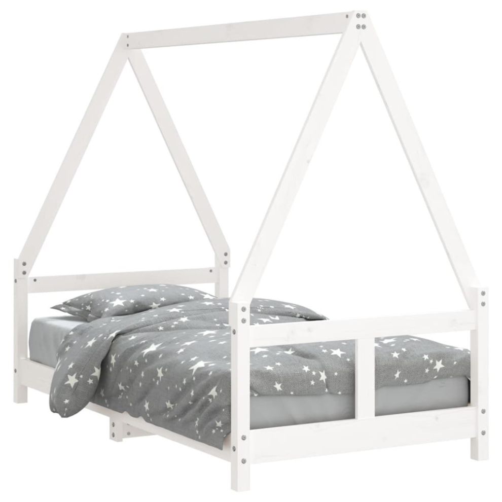 Vidaxl (White, 80 X 160 Cm) Kids Bed Frame Bedstead Wooden Bed Base Black 80X200 Cm Solid Wood Pine