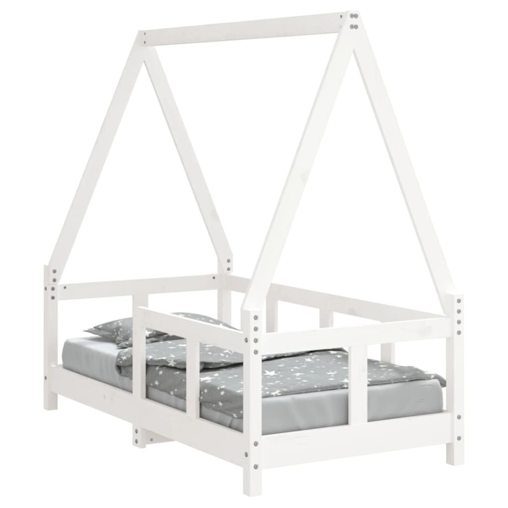 (white, 70 x 140 cm) vidaXL Kids Bed Frame Bedstead Wooden Bed Base Black 80x200 cm Solid Wood Pine