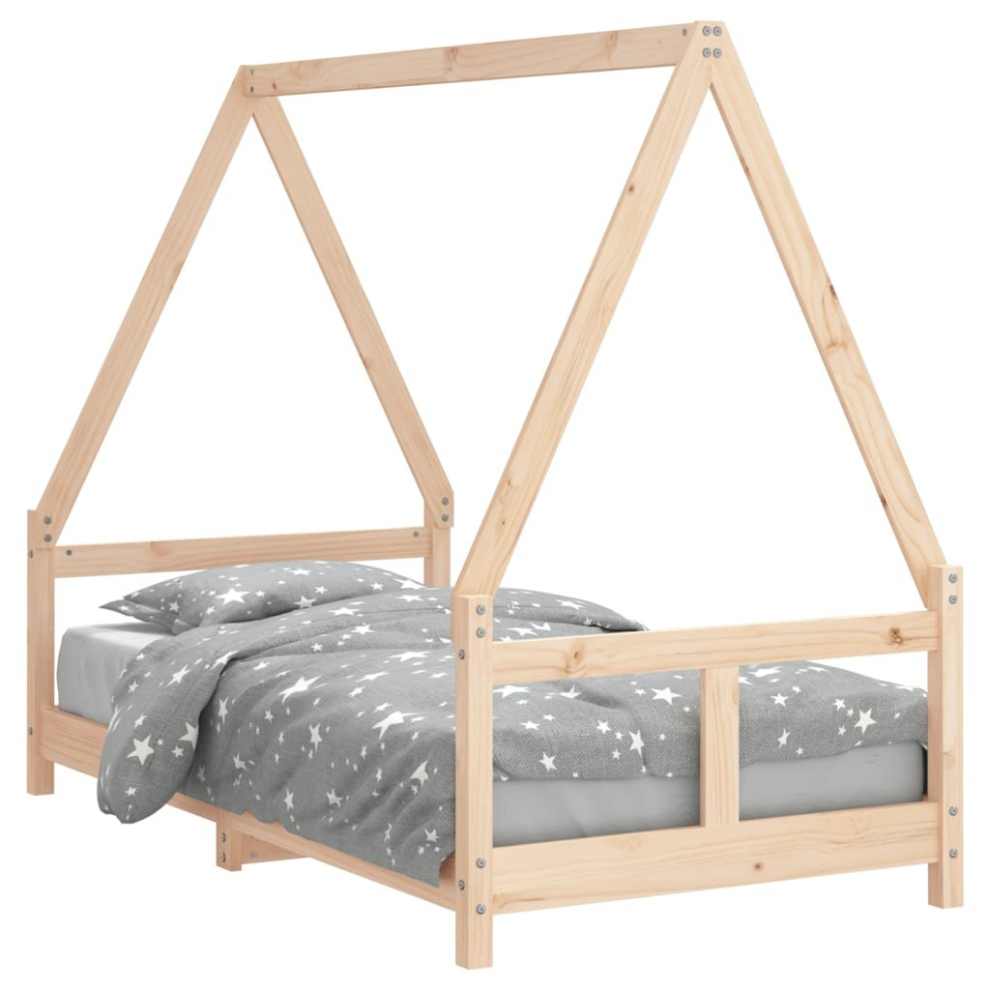 Vidaxl (Brown, 80 X 160 Cm) Kids Bed Frame Bedstead Wooden Bed Base Black 80X200 Cm Solid Wood Pine
