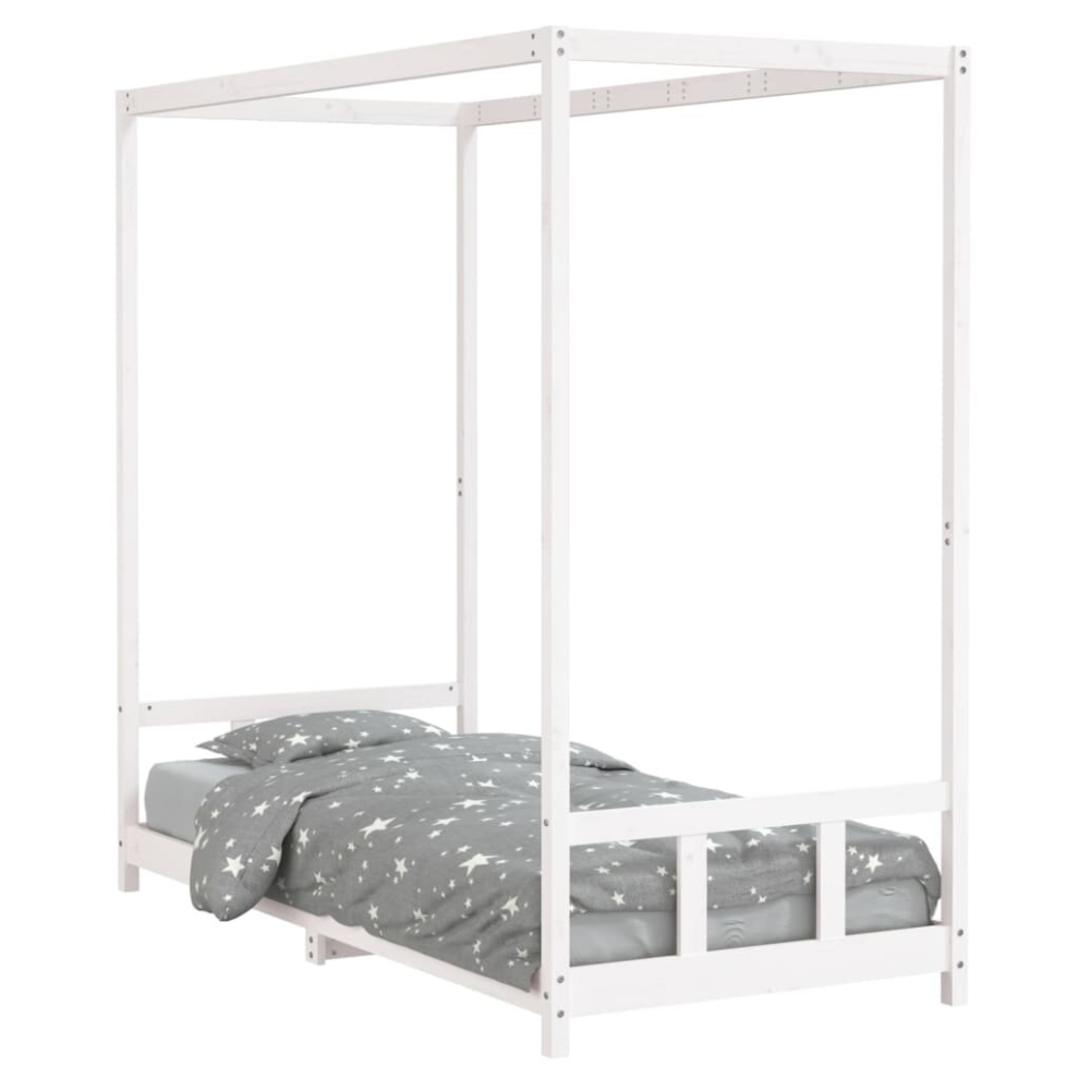 Vidaxl (White, 90 X 200 Cm) Kids Bed Frame Bedstead Mattress Foundation 90X200 Cm Solid Wood Pine