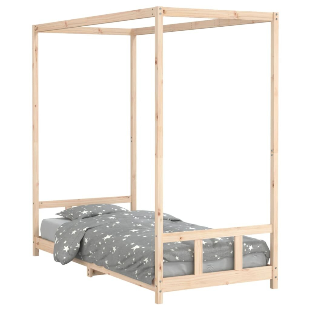 Vidaxl (Brown, 90 X 200 Cm) Kids Bed Frame Bedstead Mattress Foundation 90X200 Cm Solid Wood Pine