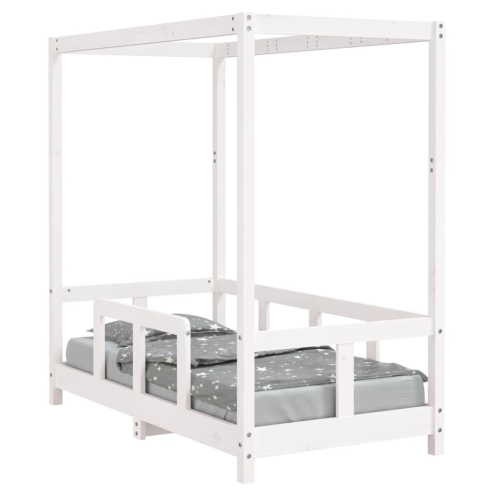 Vidaxl (White, 70 X 140 Cm) Kids Bed Frame Bedstead Mattress Foundation 90X200 Cm Solid Wood Pine