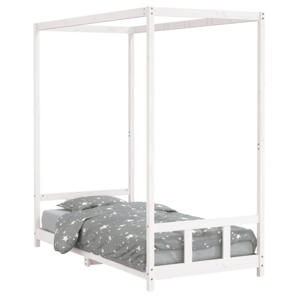 Vidaxl (White, 90 X 190 Cm) Kids Bed Frame Bedstead Mattress Foundation 90X200 Cm Solid Wood Pine