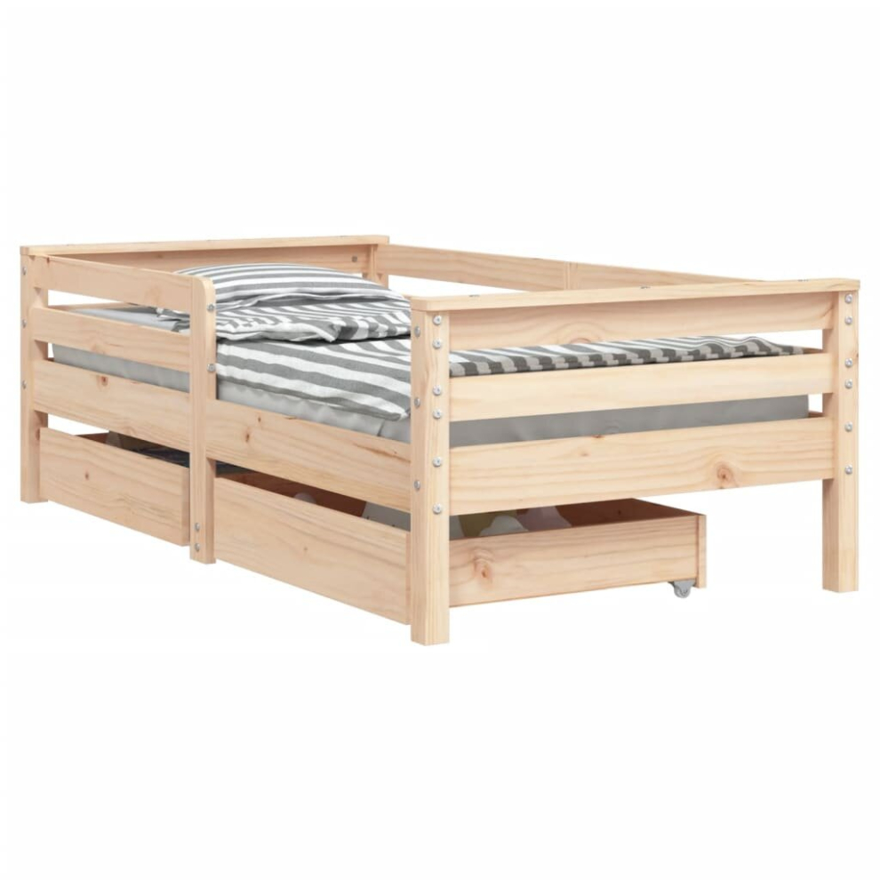 (brown, 70 x 140 cm) vidaXL Kids Bed Frame Wooden Bed Base Bedstead with Drawers Solid Wood Pine