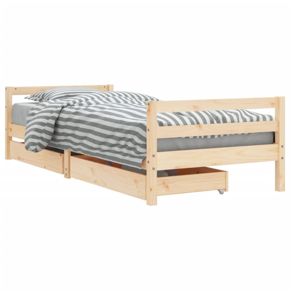 (brown, 90 x 200 cm) vidaXL Kids Bed Frame Wooden Bed Base Bedstead with Drawers Solid Wood Pine