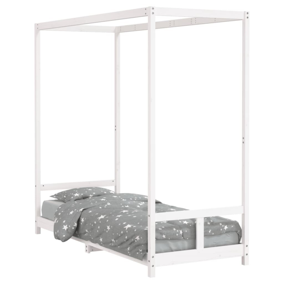 Vidaxl (White, 80 X 200 Cm) Kids Bed Frame Bedstead Mattress Foundation 90X200 Cm Solid Wood Pine