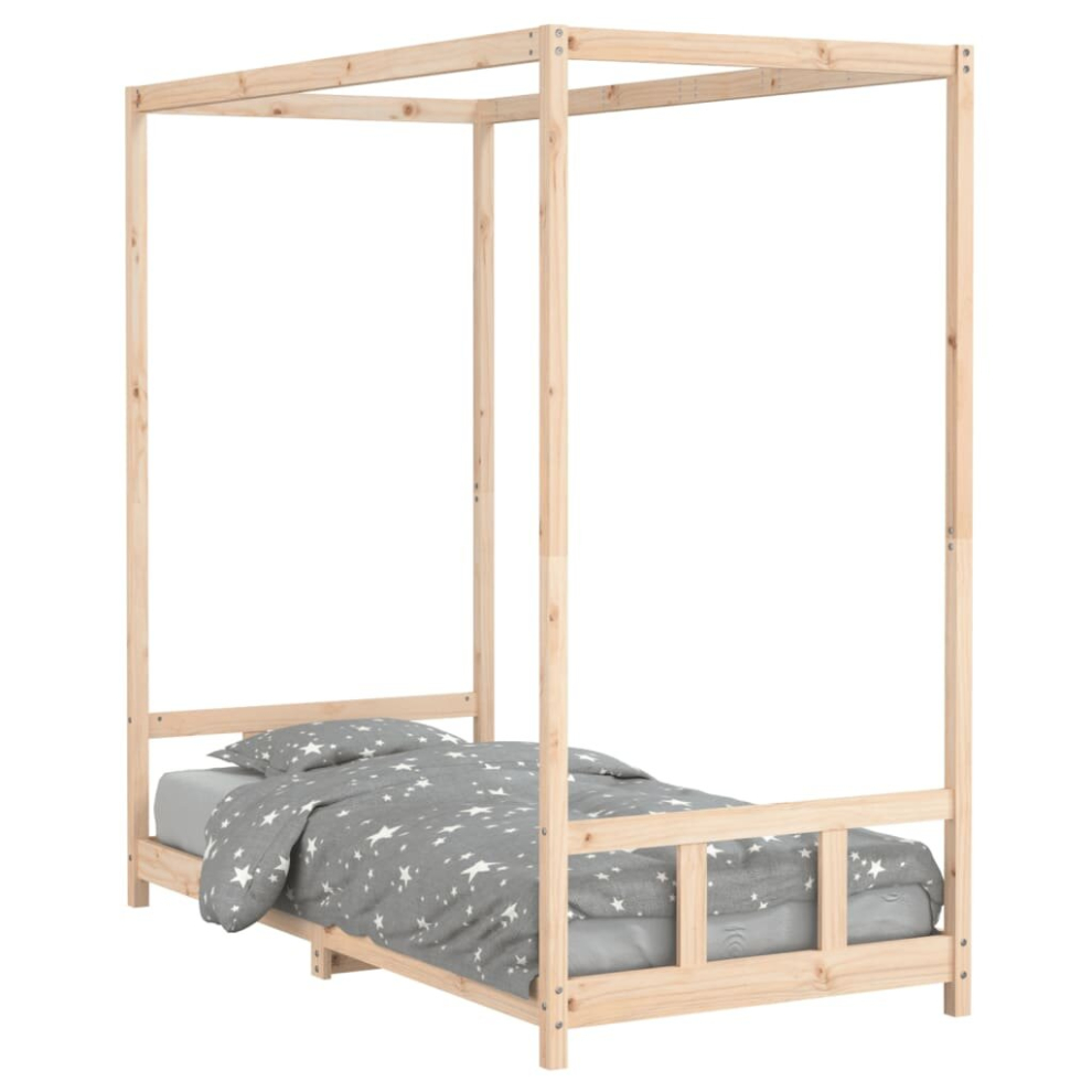 Vidaxl (Brown, 90 X 190 Cm) Kids Bed Frame Bedstead Mattress Foundation 90X200 Cm Solid Wood Pine
