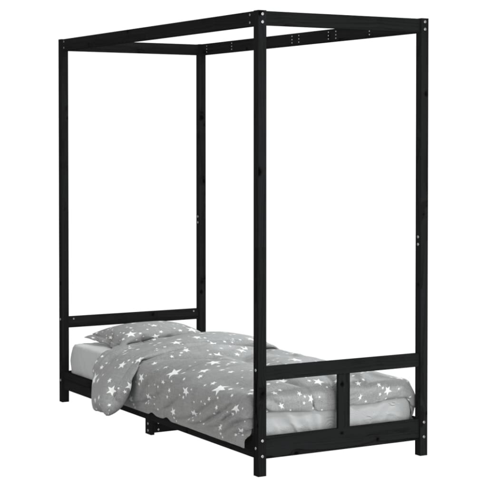 Vidaxl (Black, 80 X 200 Cm) Kids Bed Frame Bedstead Mattress Foundation 90X200 Cm Solid Wood Pine