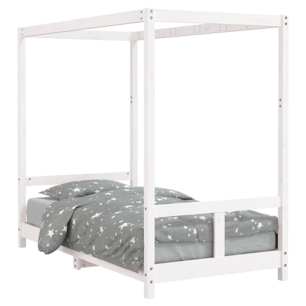 Vidaxl (White, 80 X 160 Cm) Kids Bed Frame Bedstead Mattress Foundation 90X200 Cm Solid Wood Pine