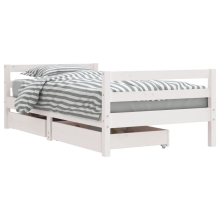 (white, 80 x 160 cm) vidaXL Kids Bed Frame Wooden Bed Base Bedstead with Drawers Solid Wood Pine