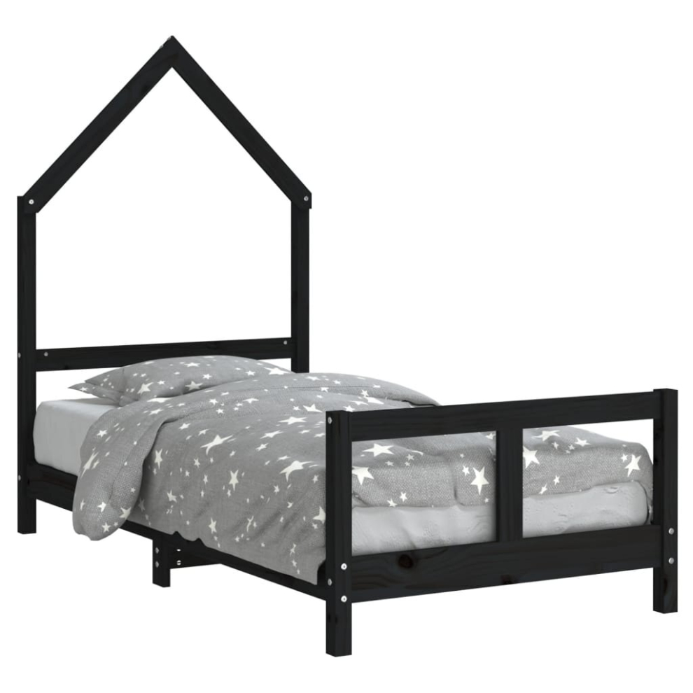 (black, 80 x 160 cm) vidaXL Kids Bed Frame Bedstead Wooden Bed Base Black 80x200 cm Solid Wood Pine