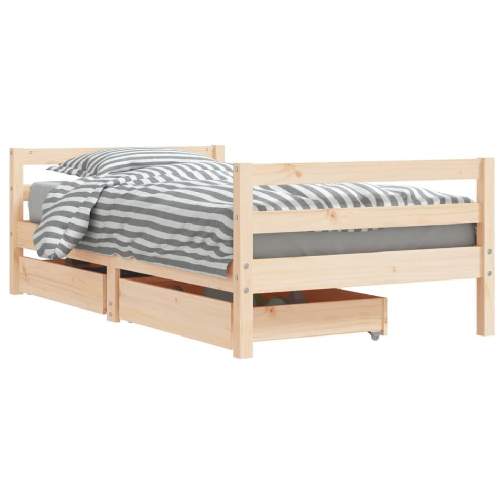 Vidaxl (Brown, 80 X 160 Cm) Kids Bed Frame Wooden Bed Base Bedstead With Drawers Solid Wood Pine