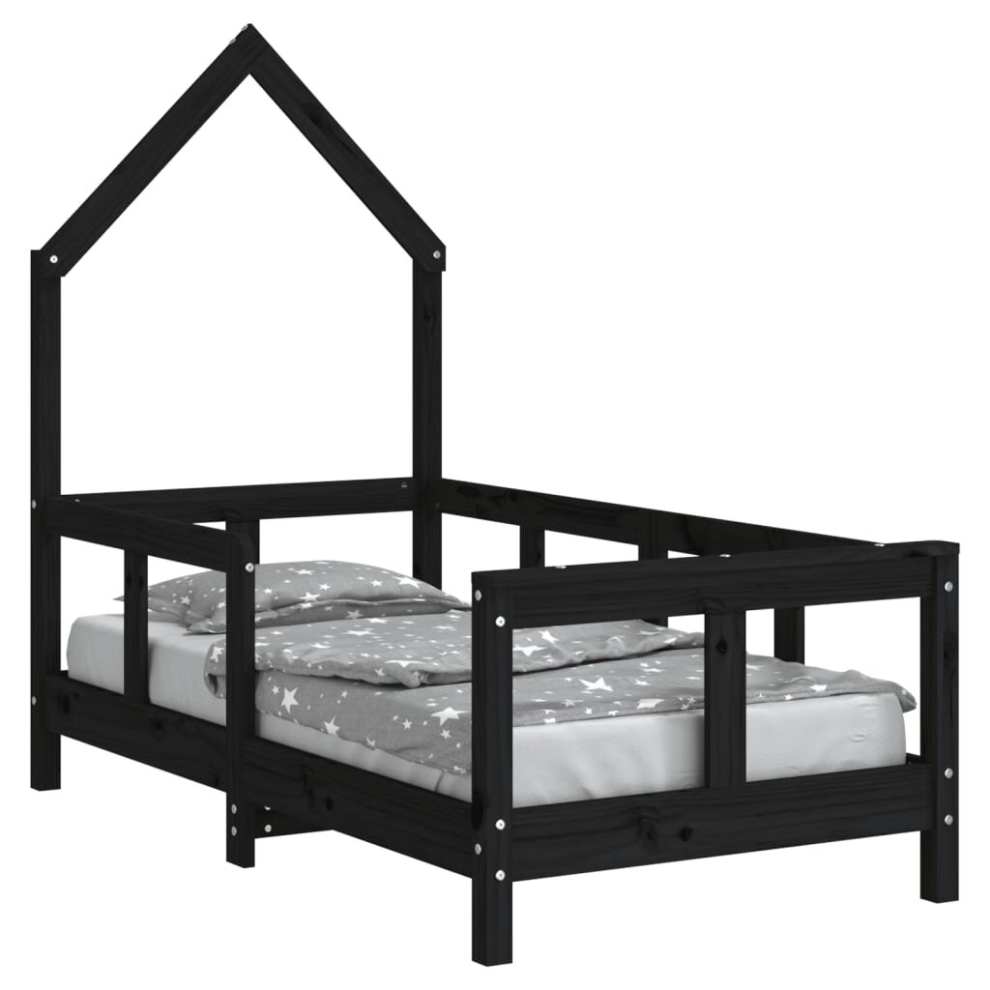 (black, 70 x 140 cm) vidaXL Kids Bed Frame Bedstead Wooden Bed Base Black 80x200 cm Solid Wood Pine