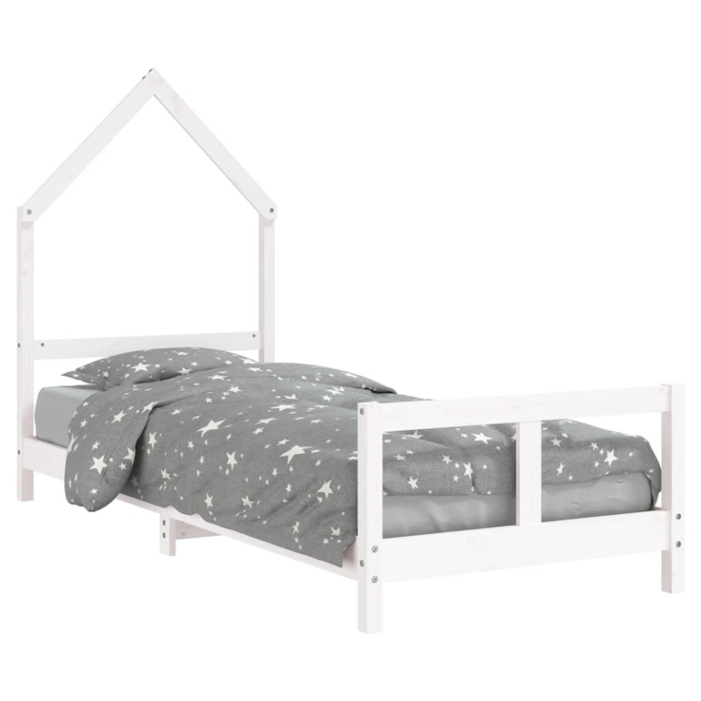 Vidaxl (White, 80 X 200 Cm) Kids Bed Frame Bedstead Wooden Bed Base Black 80X200 Cm Solid Wood Pine