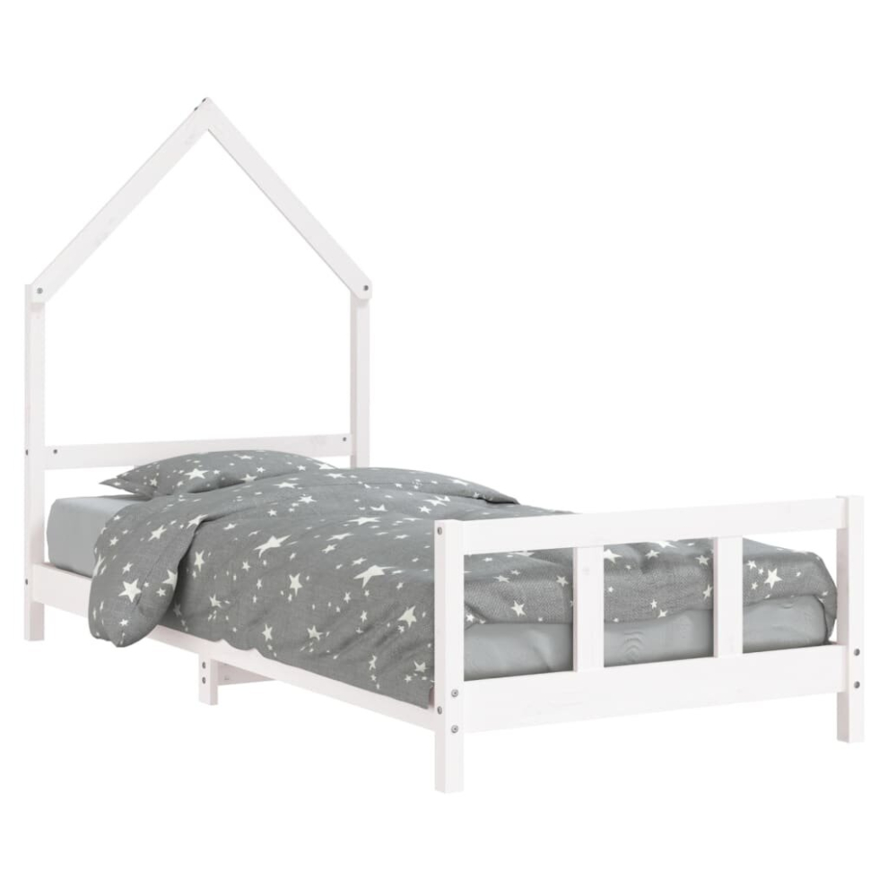 Vidaxl (White, 90 X 200 Cm) Kids Bed Frame Bedstead Wooden Bed Base Black 80X200 Cm Solid Wood Pine