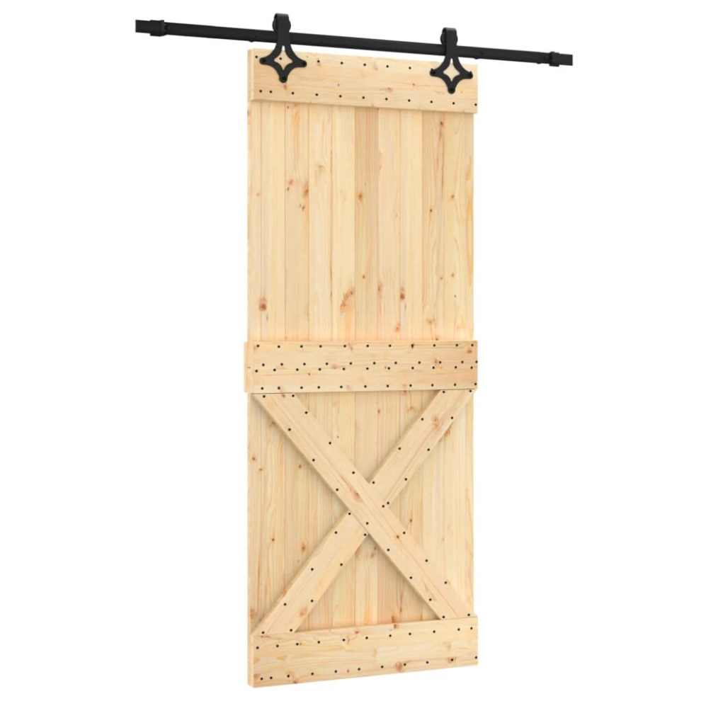 vidaXL Sliding Door Barn Door with Hardware Set Interior Door Solid Wood Pine