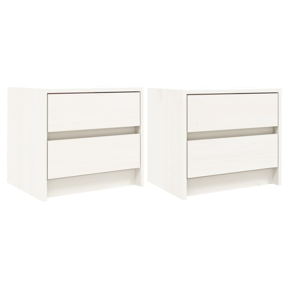 (white, 2 pcs) vidaXL Bedside Cabinets Nightstand Bedside Table 2 pcs White Solid Wood Pine