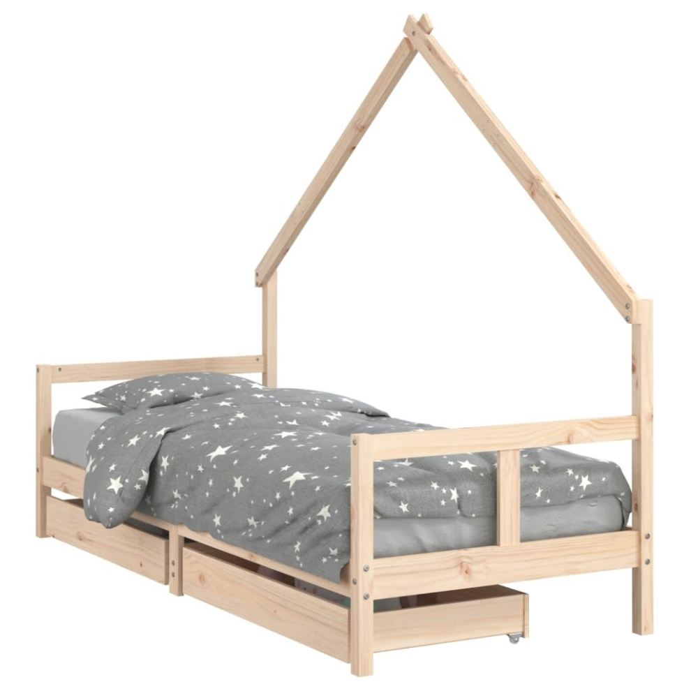 Vidaxl (Brown, 80 X 200 Cm) Kids Bed Frame Bedstead Bed Base With Drawers 90X190 Cm Solid Wood Pine