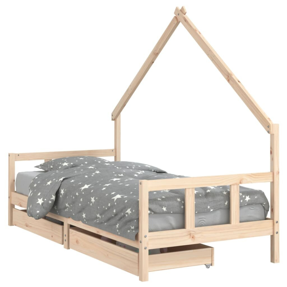 Vidaxl (Brown, 90 X 200 Cm) Kids Bed Frame Bedstead Bed Base With Drawers 90X190 Cm Solid Wood Pine