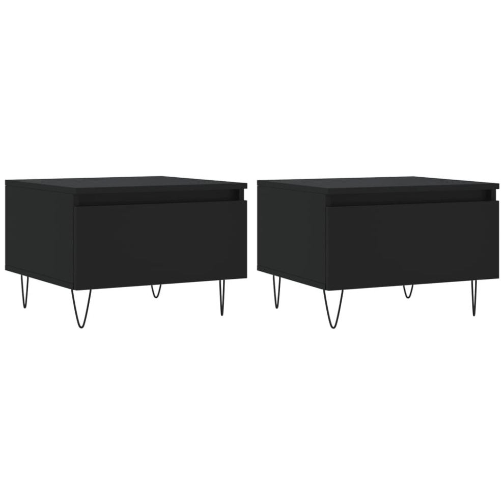 Vidaxl (Black, 2 Pcs) Coffee Table Side Table End Accent Telephone Sofa Table Engineered Wood