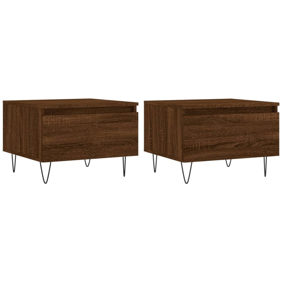 VIDAXL Coffee Tables - Brown Oak - 50x46x35 cm - Engineered Wood - Set of 2 - Image 2