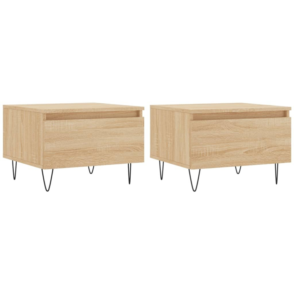 VidaXL Coffee Tables - 2 Pcs - Sonoma Oak - 50x46x35 cm - Engineered Wood - Brown - Image 2