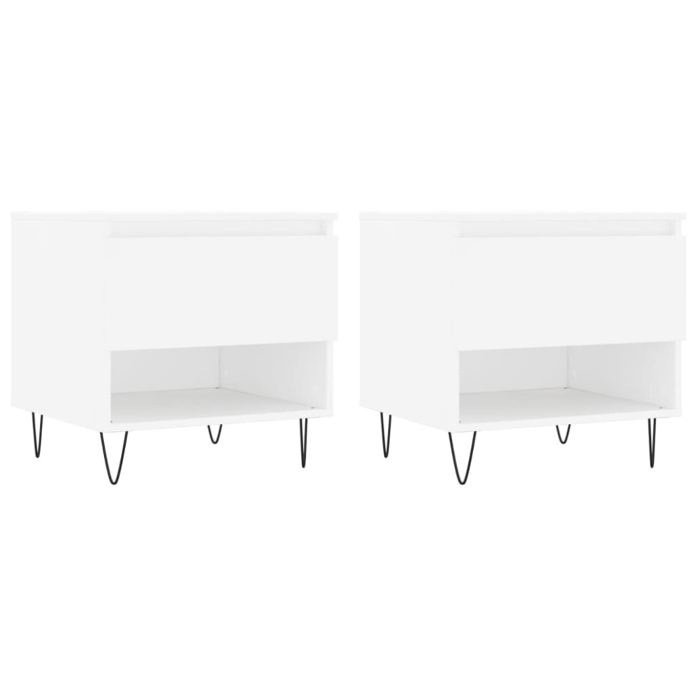 Vidaxl (White, 2 Pcs) Coffee Table Side Table End Accent Telephone Sofa Table Engineered Wood