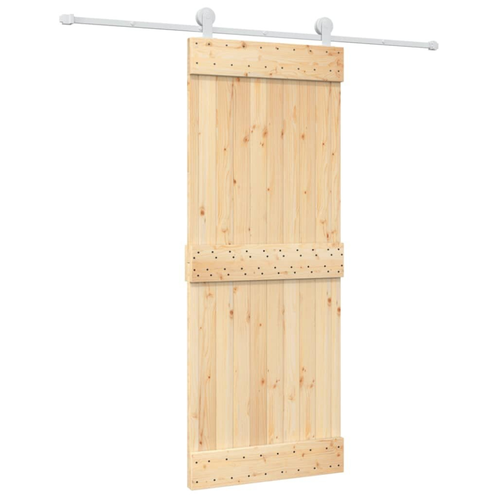 vidaXL Sliding Door Barn Door with Hardware Set Interior Door Solid Wood Pine