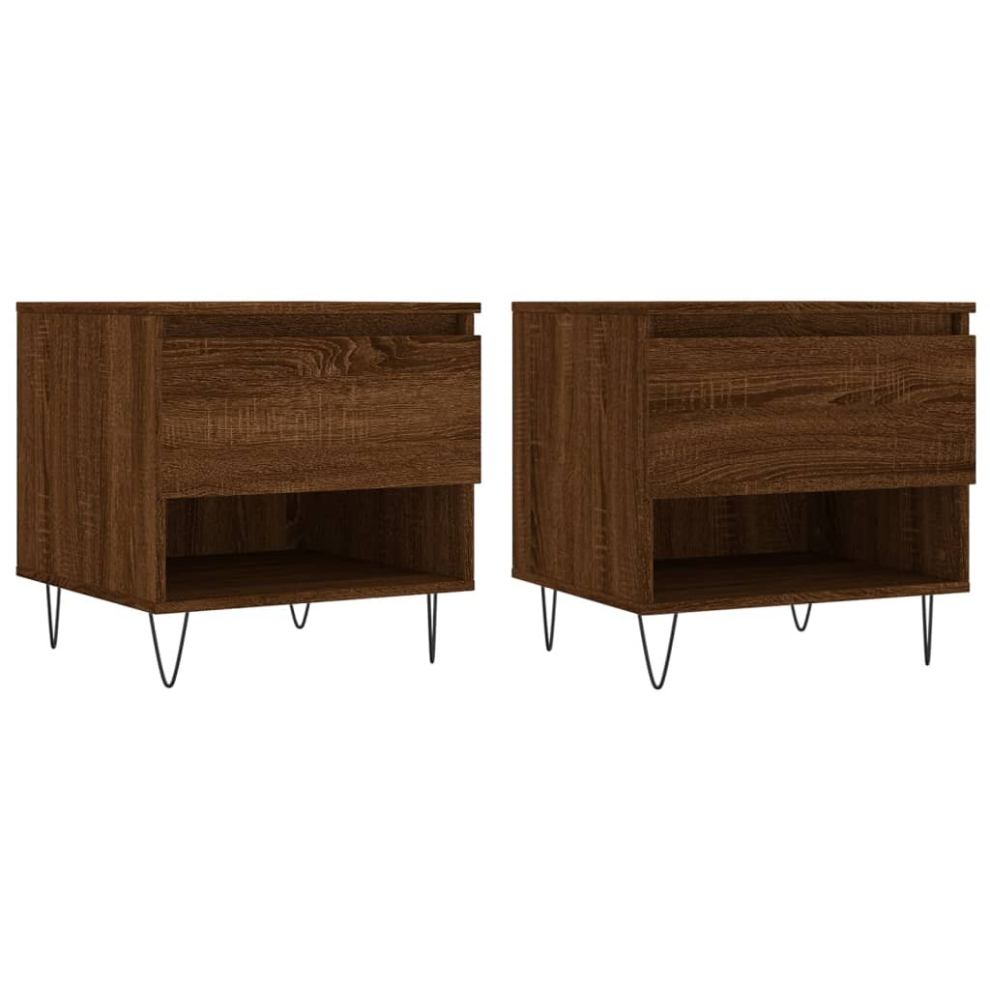 Vidaxl (Brown Oak, 2 Pcs) Coffee Table Side Table End Accent Telephone Sofa Table Engineered Wood
