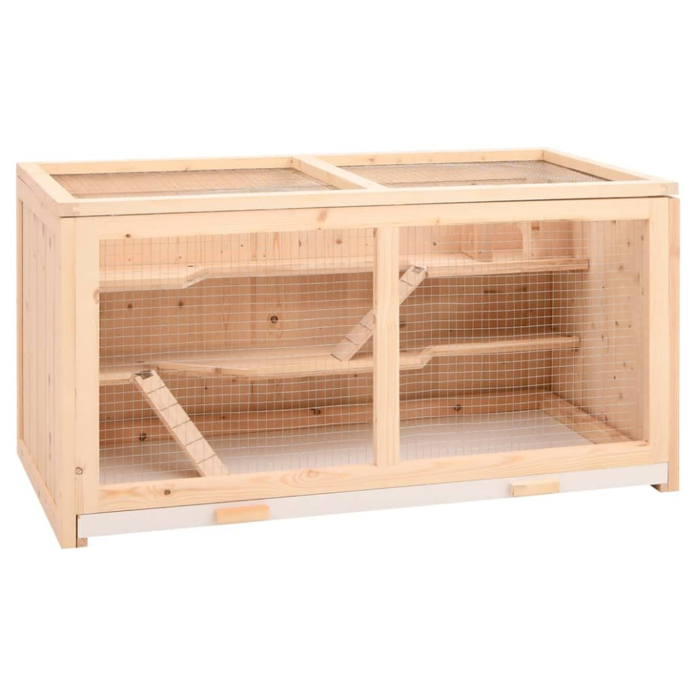 Vidaxl (89.5 X 45 X 45 Cm) Hamster Cage Small Animal Cage Hamster House Rat Cage Solid Wood Fir