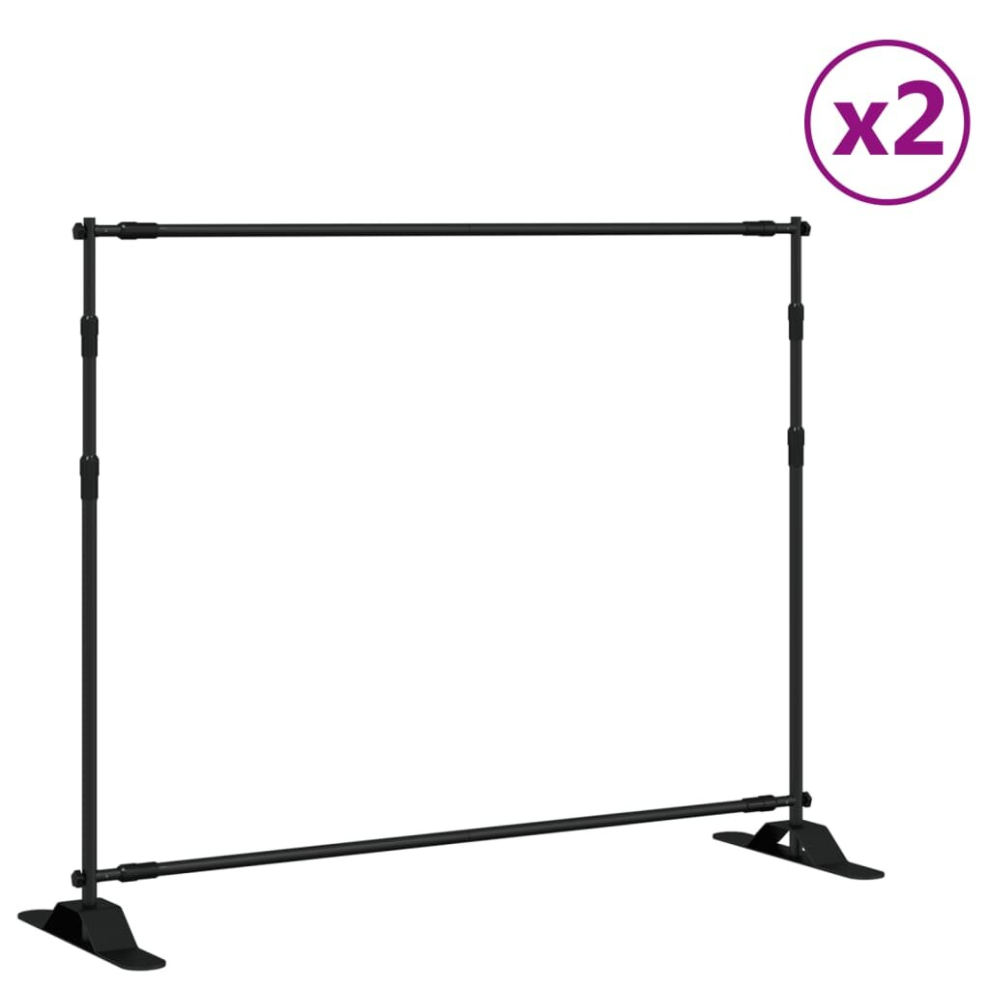 (254 x 243 cm (2 pcs)) vidaXL Backdrop Stand Background Support System Background Stand Black Steel