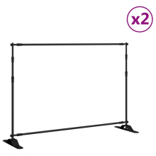(305 x 243 cm (2 pcs)) vidaXL Backdrop Stands Adjustable Background Support Stand 2 pcs Black Steel
