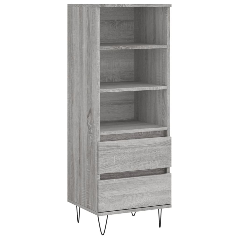 2 Drawer 3 Shelf Sonoma Highboard - Size: 110 X 40 X 36Cm - Wilko Grey Vidaxl - Image 3
