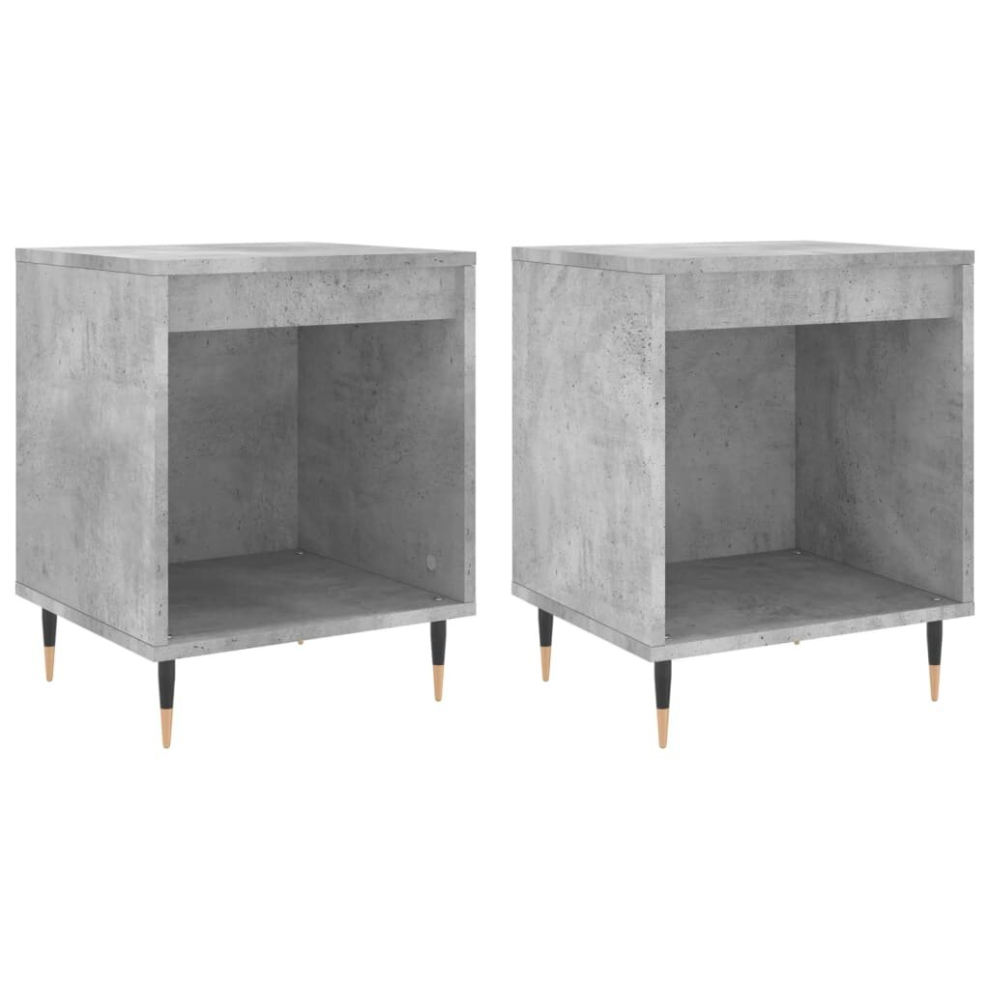 Vidaxl (Concrete Grey, 2 Pcs) Bedside Cabinets Nightstand Side Table Bed Cabinet Engineered Wood
