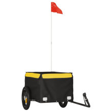 (yellow, 120 x 54 x 44 cm) vidaXL Bike Cargo Trailer Bike Carriage Bicycle Wagon Trailer with Flag Iron
