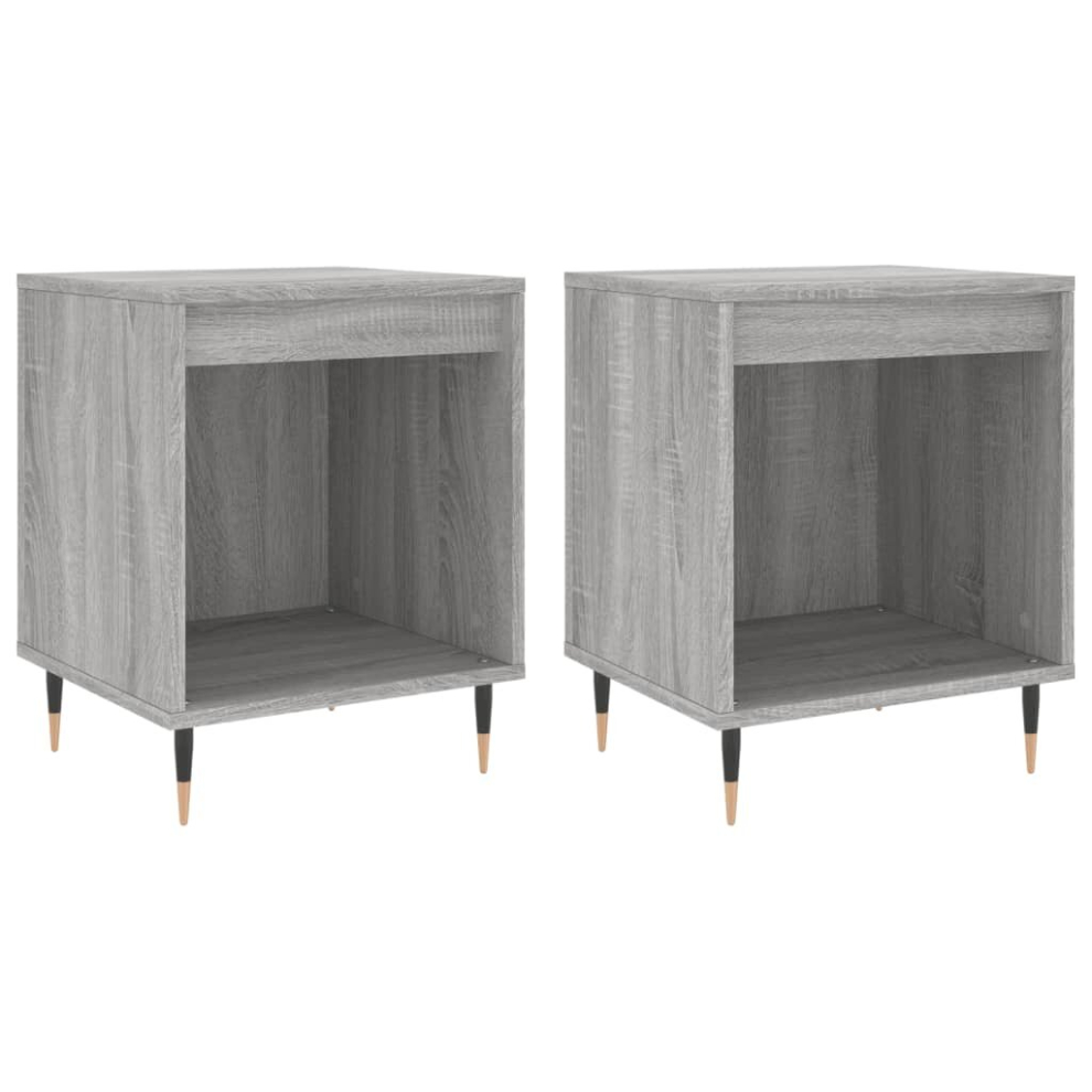 Vidaxl (Grey Sonoma, 2 Pcs) Bedside Cabinets Nightstand Side Table Bed Cabinet Engineered Wood
