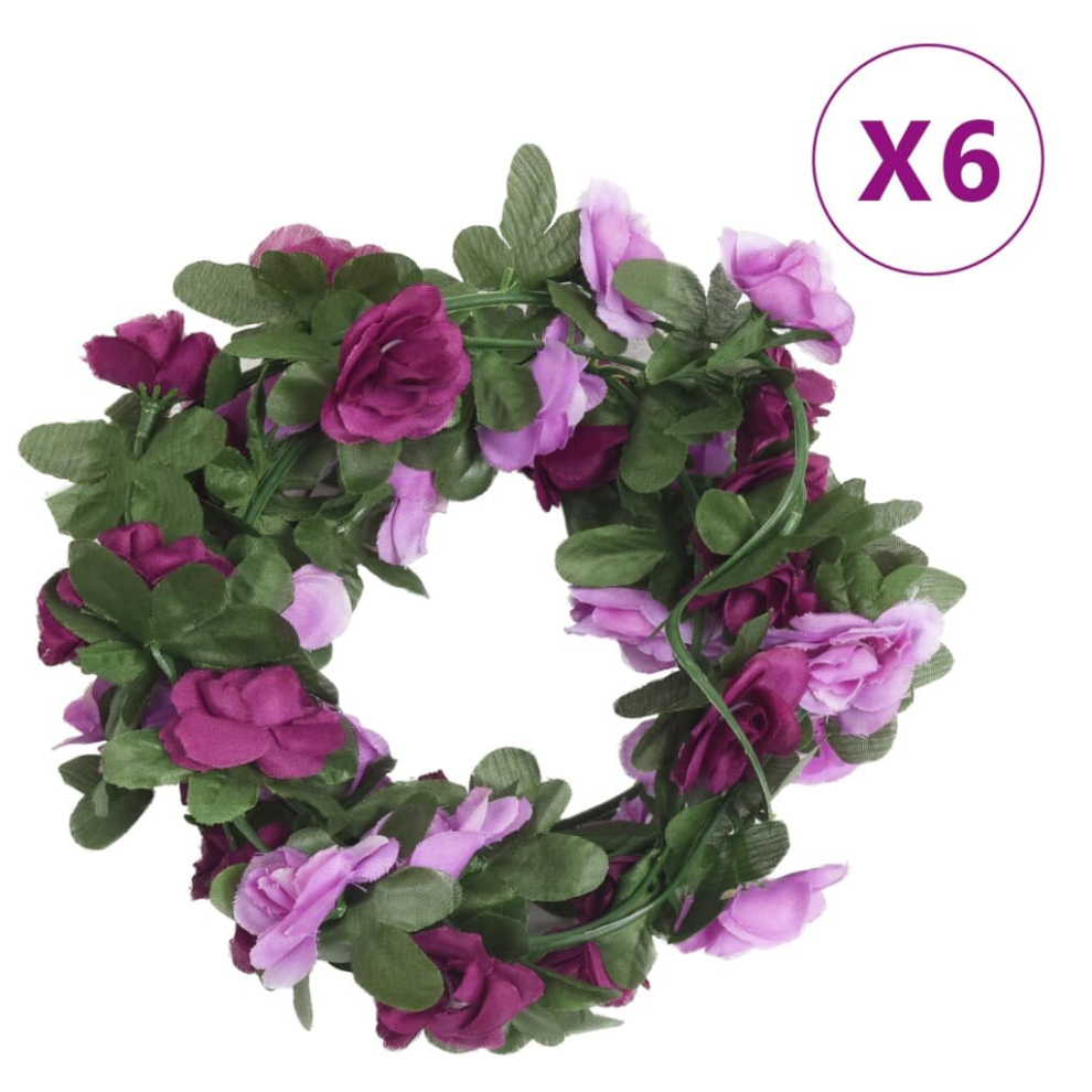 (purple) vidaXL Artificial Flower Garlands Fake Flower Garlands 6 pcs Spring White