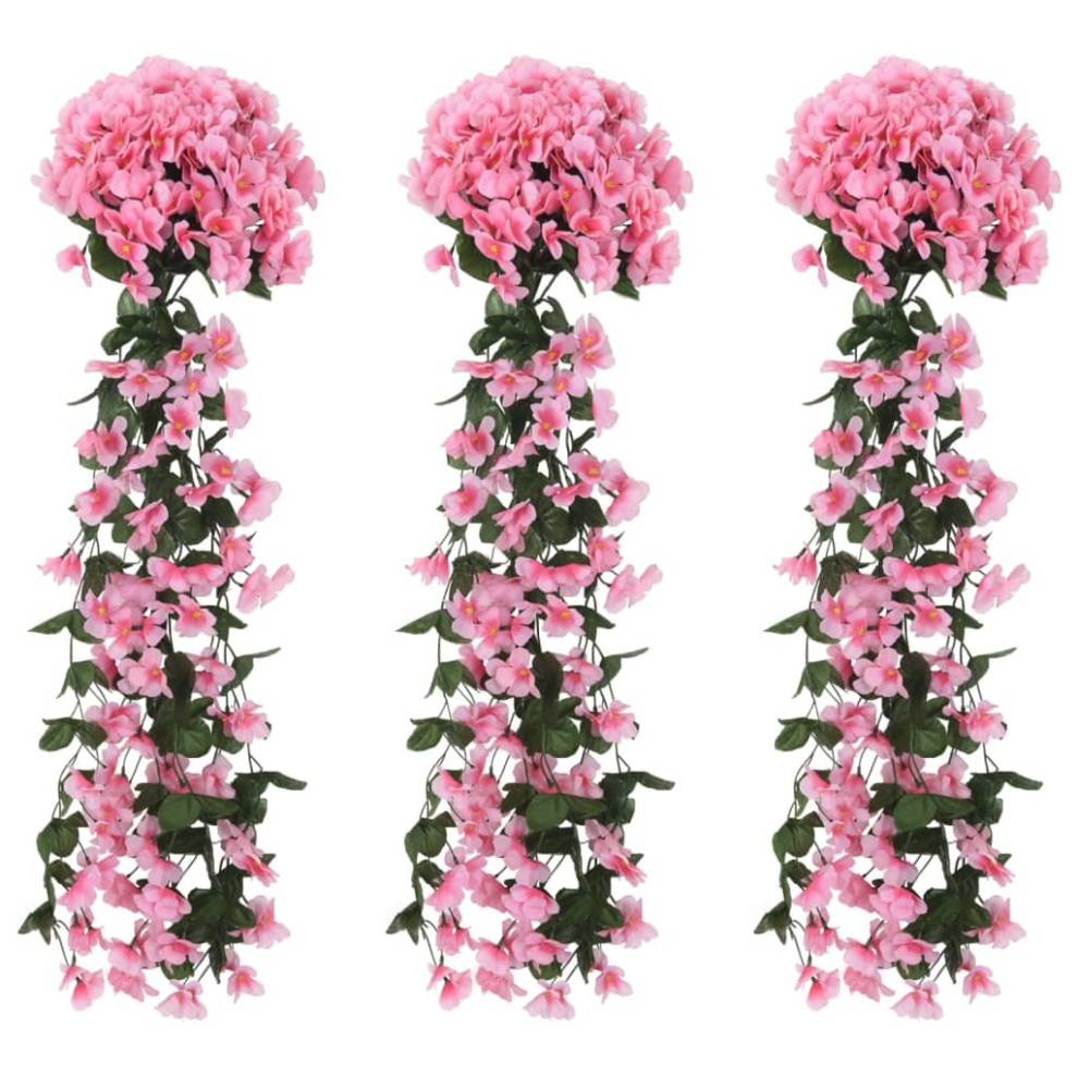 (pink) vidaXL Artificial Flower Garlands Fake Flowers Artificial Plants 3 pcs Red