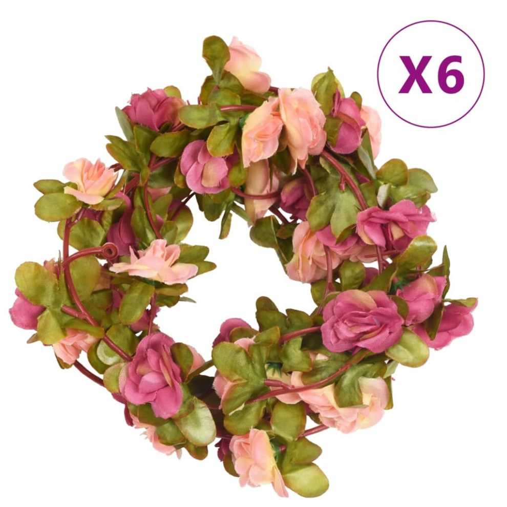 (rose red) vidaXL Artificial Flower Garlands Fake Flowers Artificial Plants Decor 6 pcs
