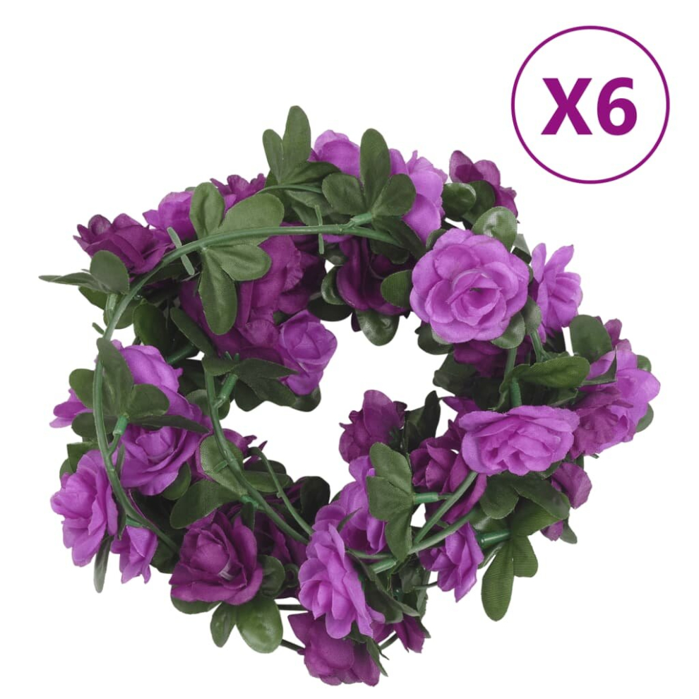 (purple) vidaXL Artificial Flower Garlands Fake Flower Garland 6 pcs Rose and Champagne