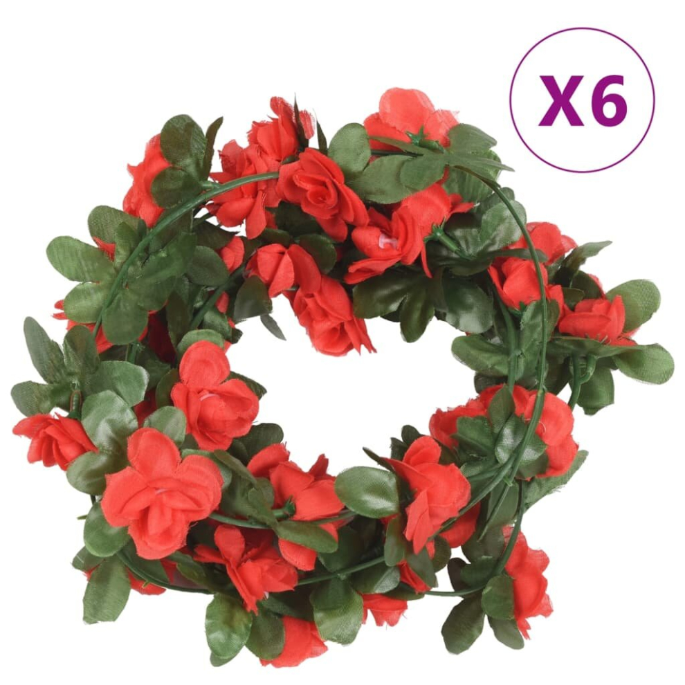 (red) vidaXL Artificial Flower Garlands Fake Flower Garlands 6 pcs Spring White