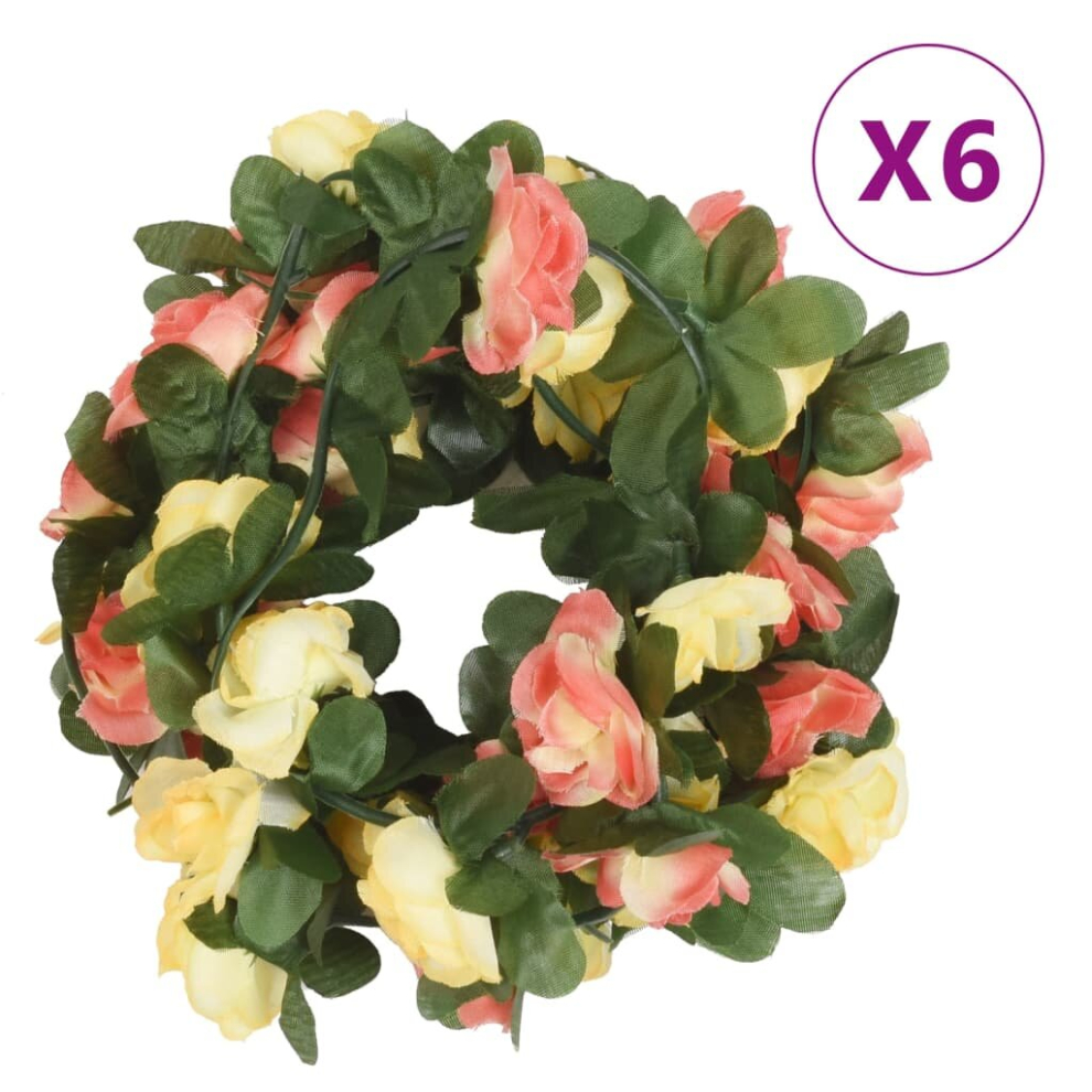 (yellow and green) vidaXL Artificial Flower Garlands Fake Flower Garlands 6 pcs Spring White