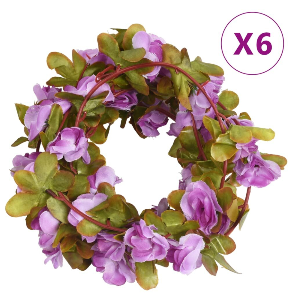 (light purple) vidaXL Artificial Flower Garlands Fake Flower Garlands 6 pcs Spring White