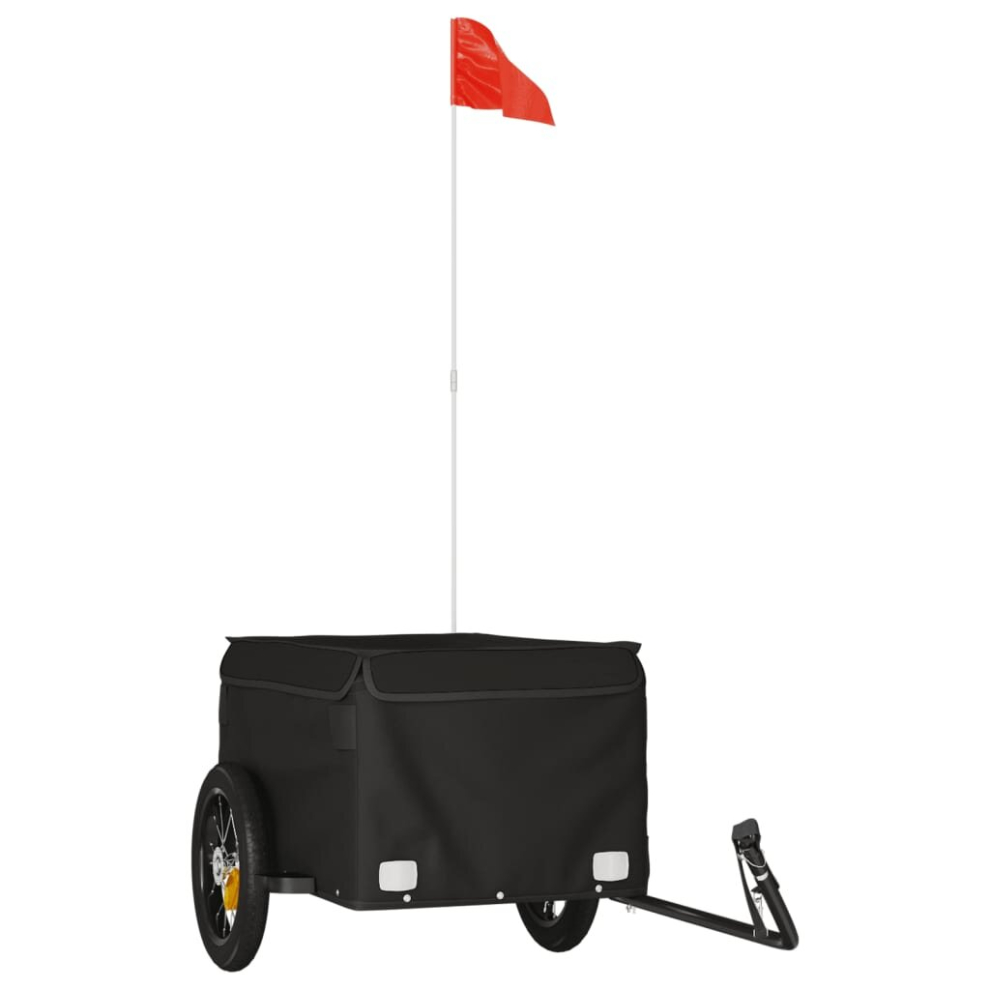 (black, 120 x 54 x 44 cm) vidaXL Bike Cargo Trailer Bike Carriage Bicycle Wagon Trailer with Flag Iron